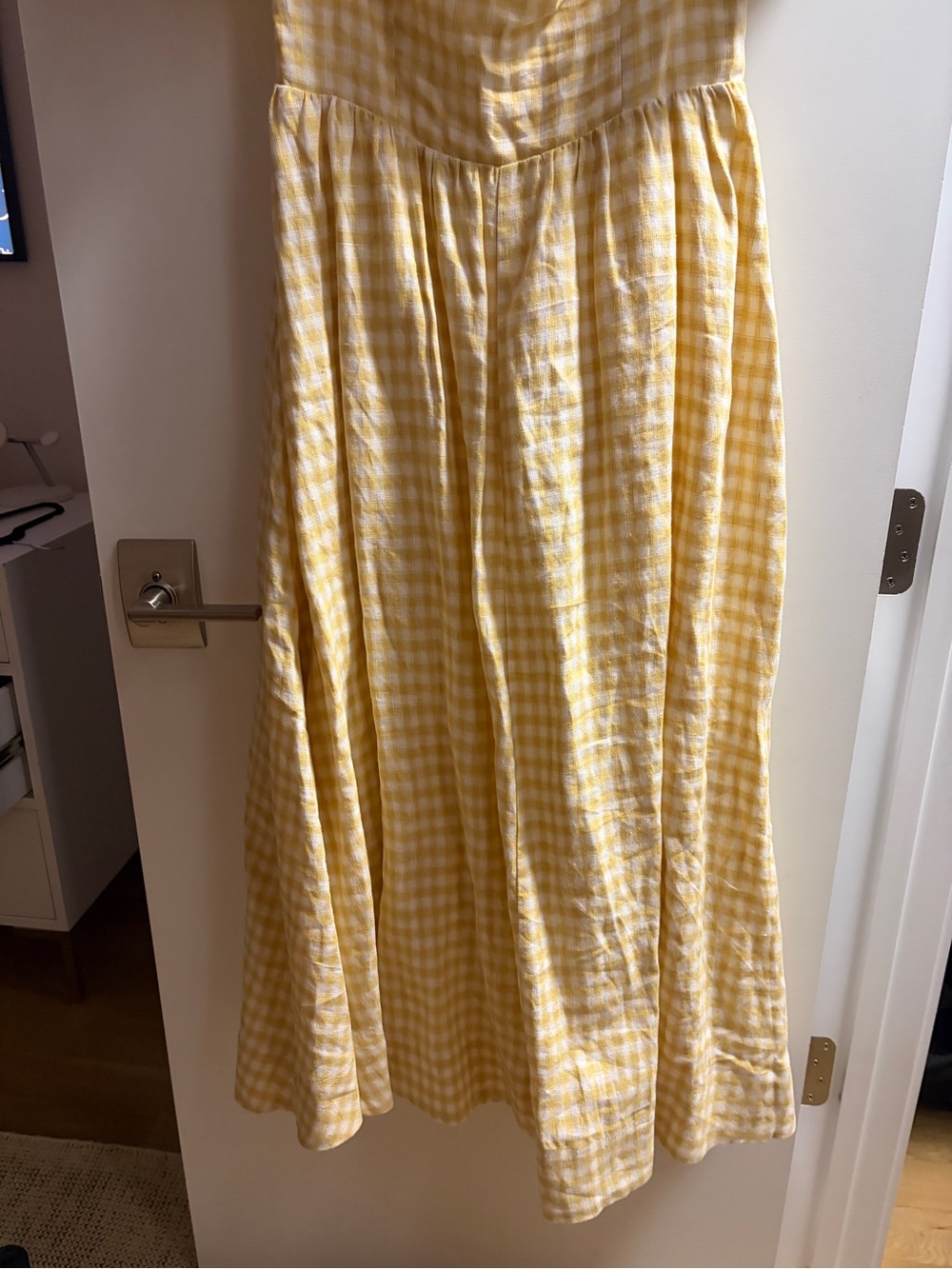 Reformation Yellow Gingham Puff-Sleeve Maxi Dress - Picture 3 of 5